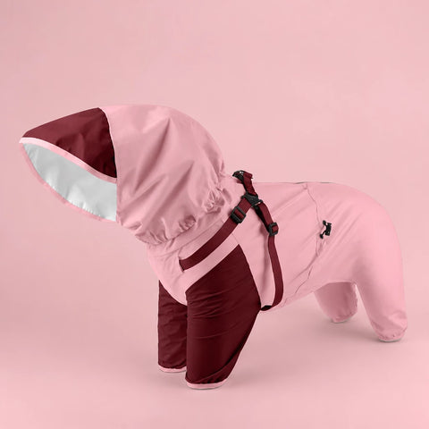 Hooded Four-Leg Dog Raincoat for Rainy Walks