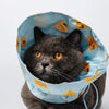 Adjustable Nylon Pet Cone with Lucky Cat Print