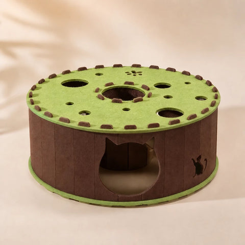 Donut-Shaped Felt Cat Scratcher Tunnel Bed