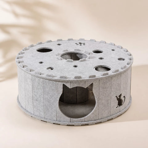 Donut-Shaped Felt Cat Scratcher Tunnel Bed