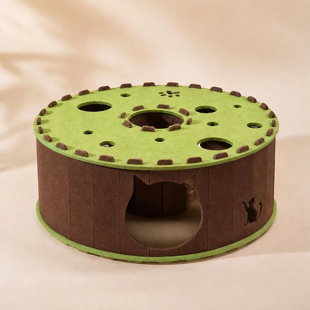 Donut-Shaped Felt Cat Scratcher Tunnel Bed