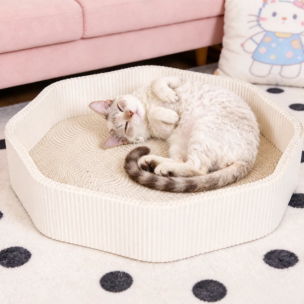 Petal-Style Corrugated Cardboard Cat Scratcher Bed
