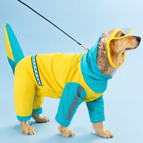 Full-Coverage Four-Leg Dog Raincoat for Medium & Large Dogs