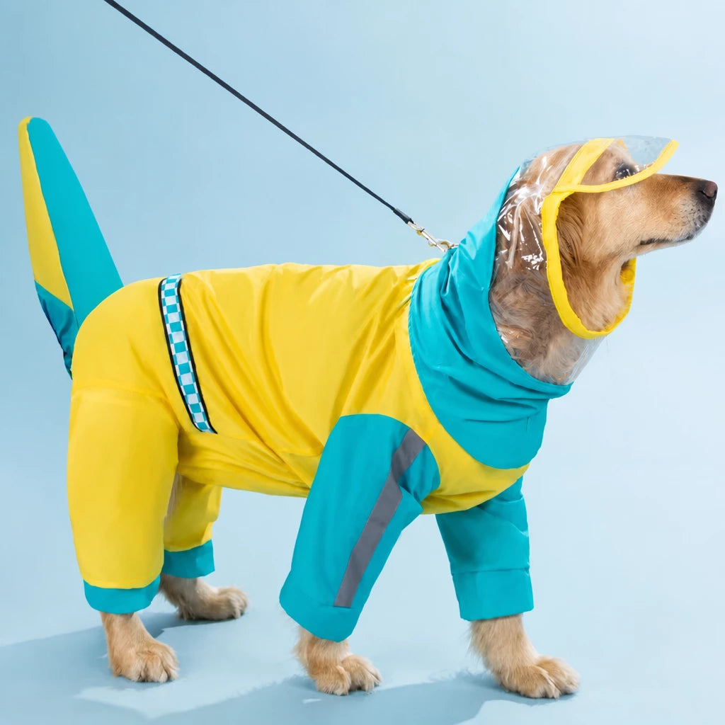 Full-Coverage Four-Leg Dog Raincoat for Medium & Large Dogs