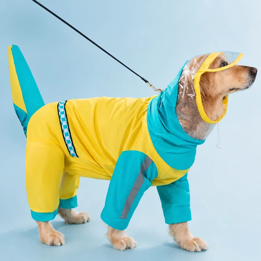 Full-Coverage Four-Leg Dog Raincoat for Medium & Large Dogs