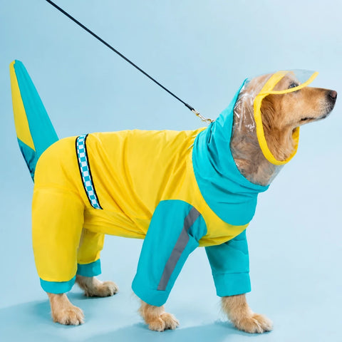 Full-Coverage Four-Leg Dog Raincoat for Medium & Large Dogs