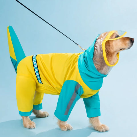 Full-Coverage Four-Leg Dog Raincoat for Medium & Large Dogs