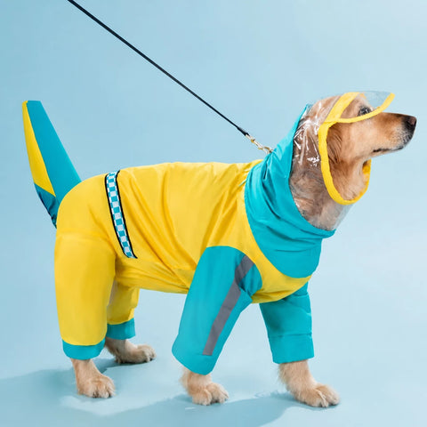 Full-Coverage Four-Leg Dog Raincoat for Medium & Large Dogs