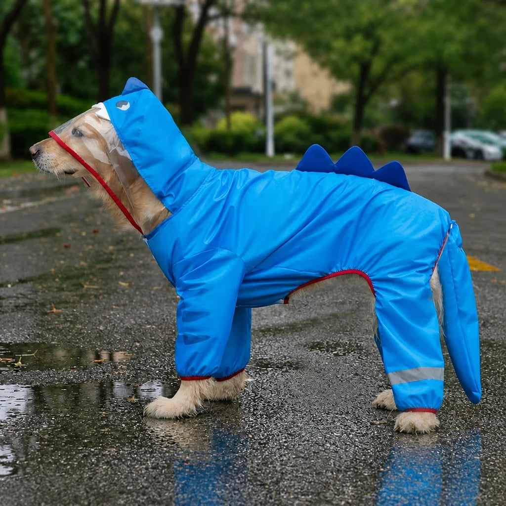 Full-Coverage Four-Leg Dog Raincoat for Medium & Large Dogs