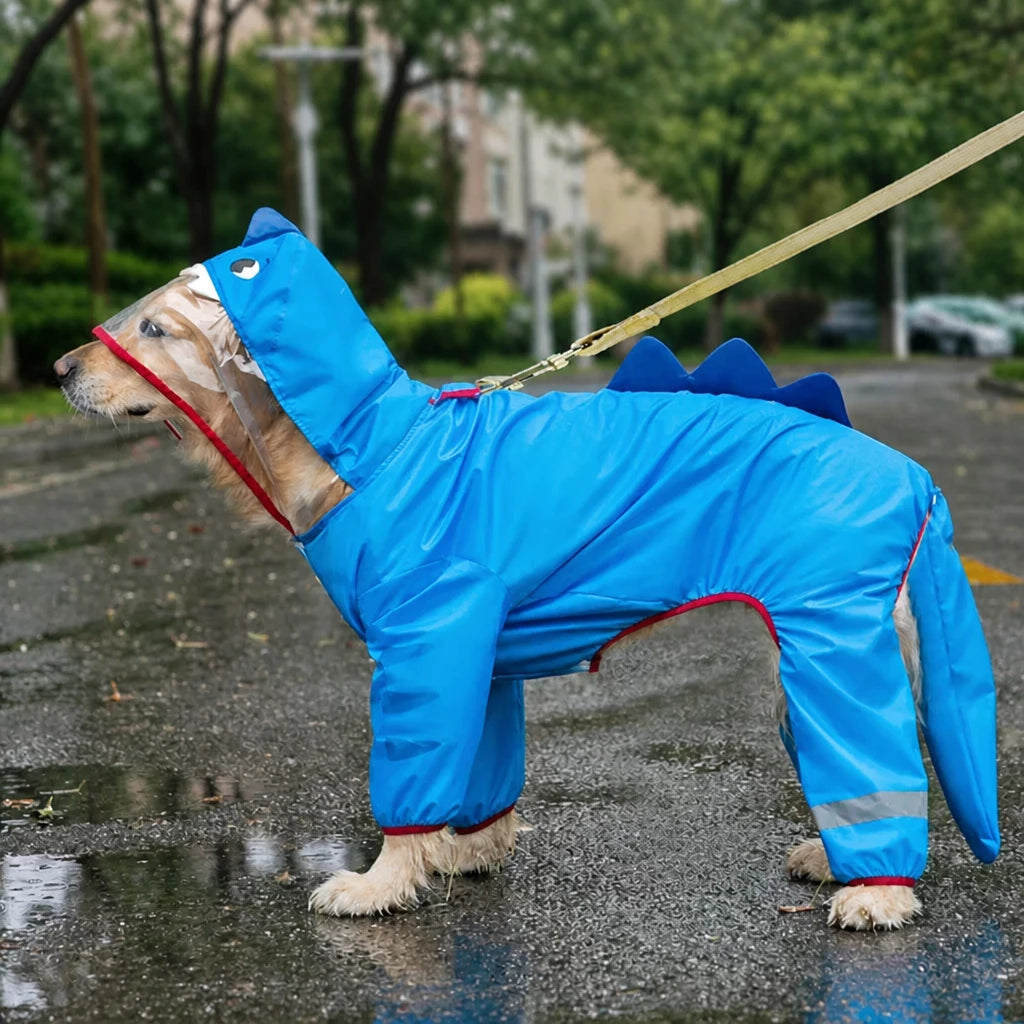 Full-Coverage Four-Leg Dog Raincoat for Medium & Large Dogs