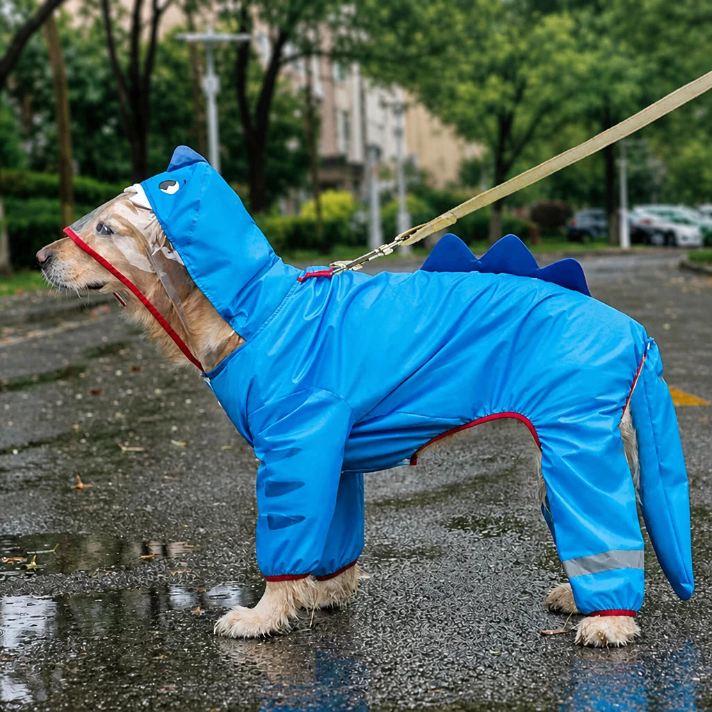 Full-Coverage Four-Leg Dog Raincoat for Medium & Large Dogs