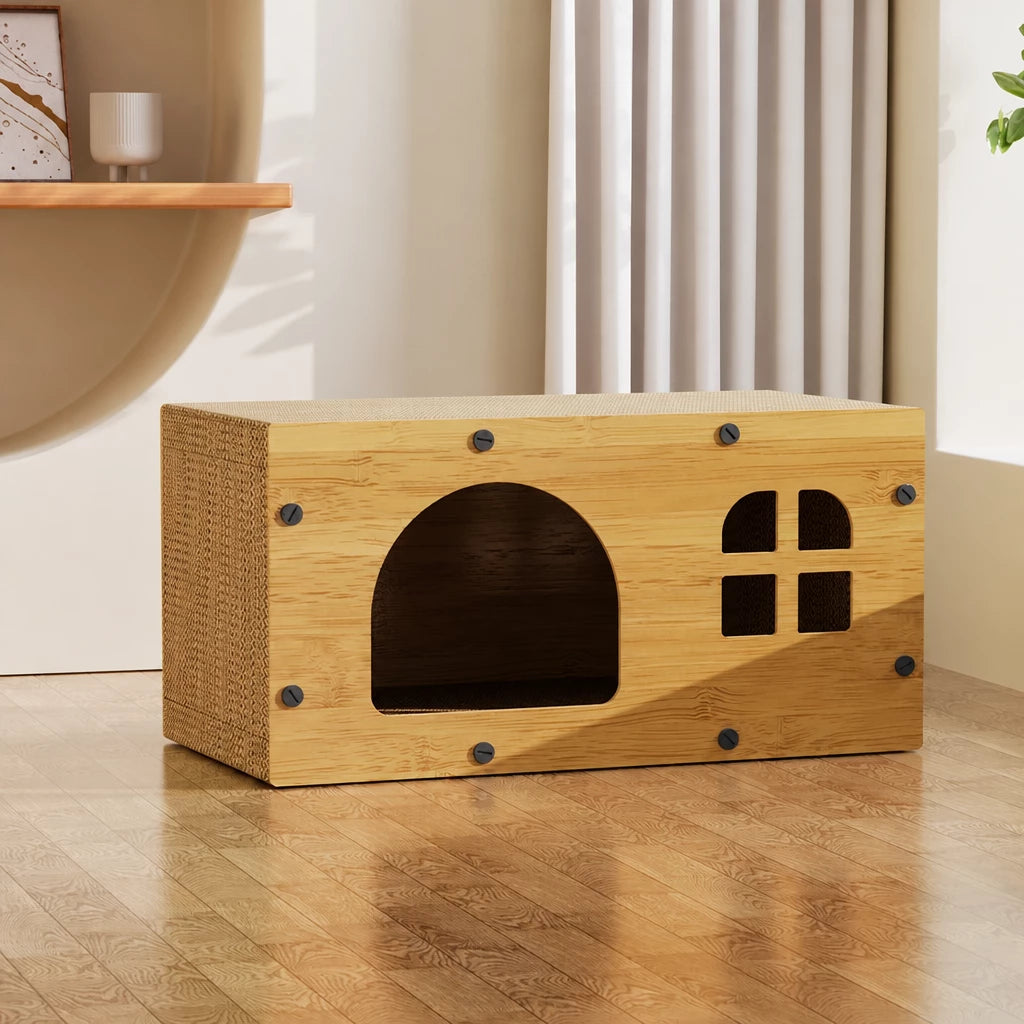 Spacious Corrugated Cardboard Cat Scratcher House