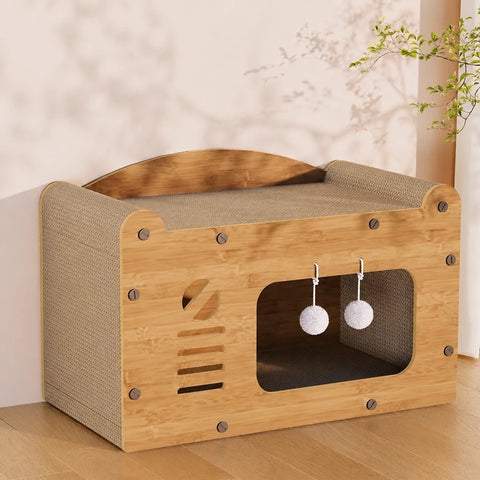 Spacious Corrugated Cardboard Cat Scratcher House