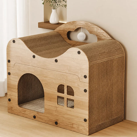 Spacious Corrugated Cardboard Cat Scratcher House
