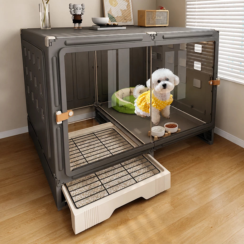 Small Dog Crate with Separate Resting and Toilet Area