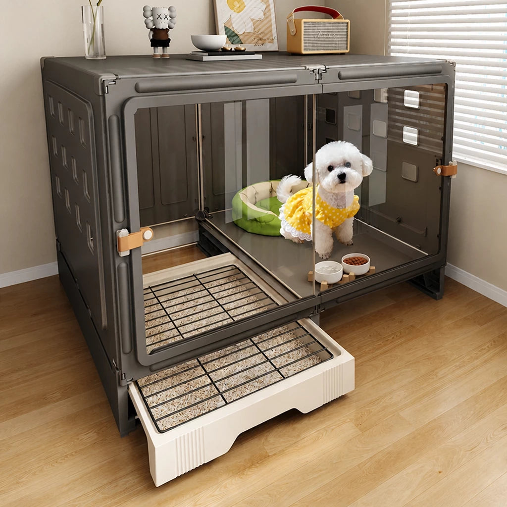 Small Dog Crate with Separate Resting and Toilet Area