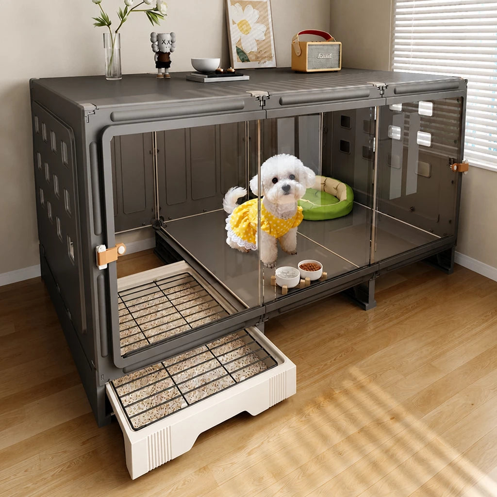 Small Dog Crate with Separate Resting and Toilet Area