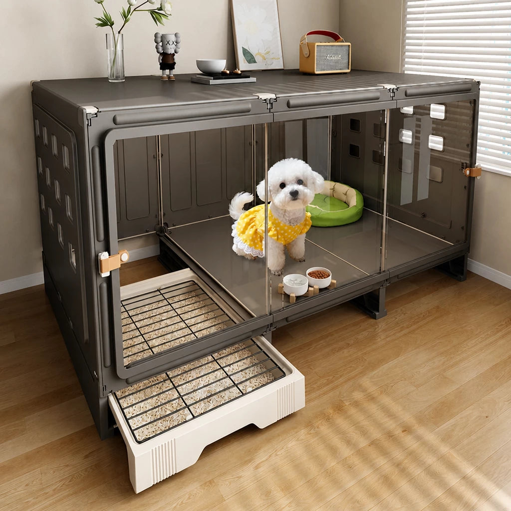 Small Dog Crate with Separate Resting and Toilet Area