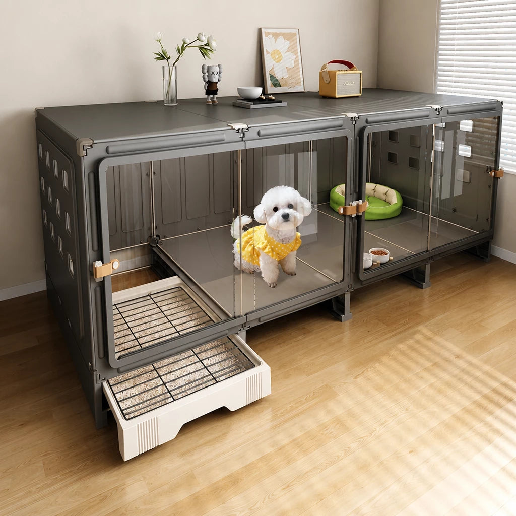 Small Dog Crate with Separate Resting and Toilet Area
