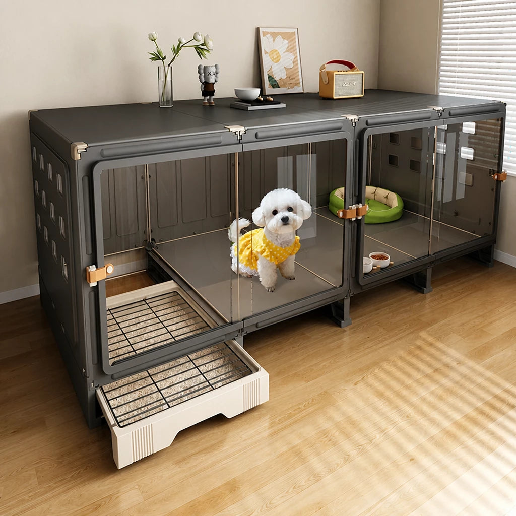 Small Dog Crate with Separate Resting and Toilet Area