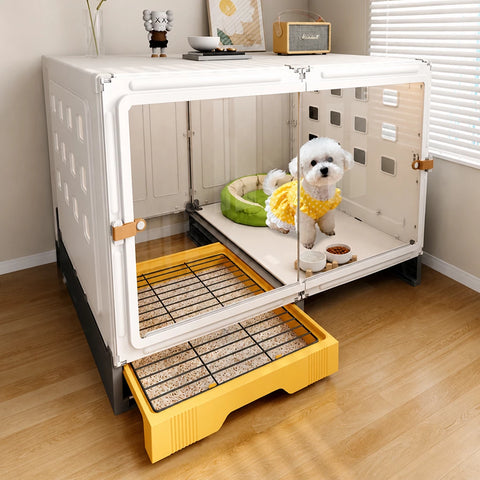 Small Dog Crate with Separate Resting and Toilet Area