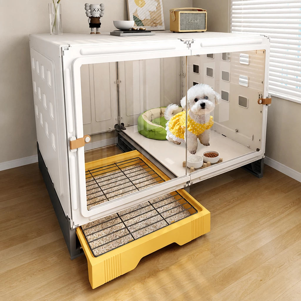 Small Dog Crate with Separate Resting and Toilet Area