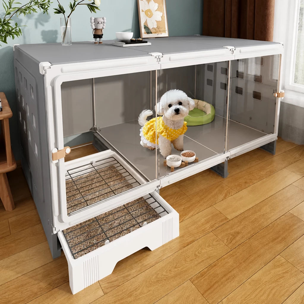 Small Dog Crate with Separate Resting and Toilet Area