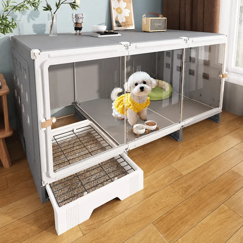 Small Dog Crate with Separate Resting and Toilet Area