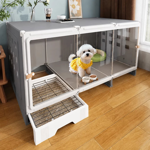 Small Dog Crate with Separate Resting and Toilet Area