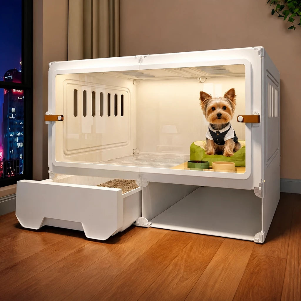 Small Dog Crate with Separate Resting and Toilet Area