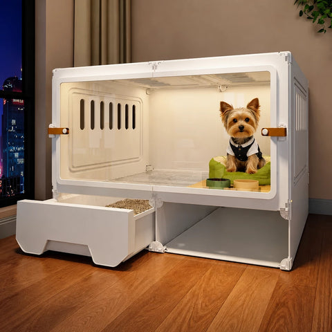 Small Dog Crate with Separate Resting and Toilet Area