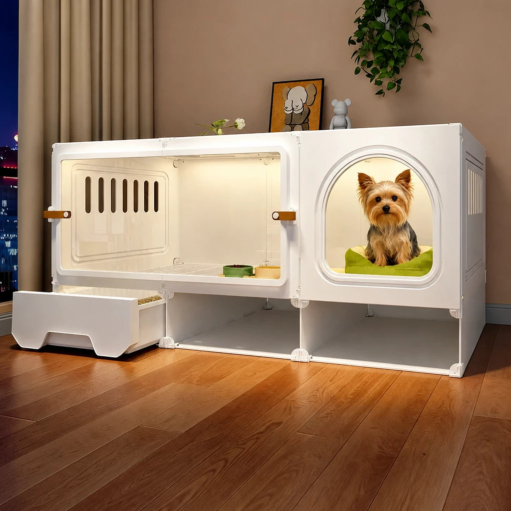 Small Dog Crate with Separate Resting and Toilet Area