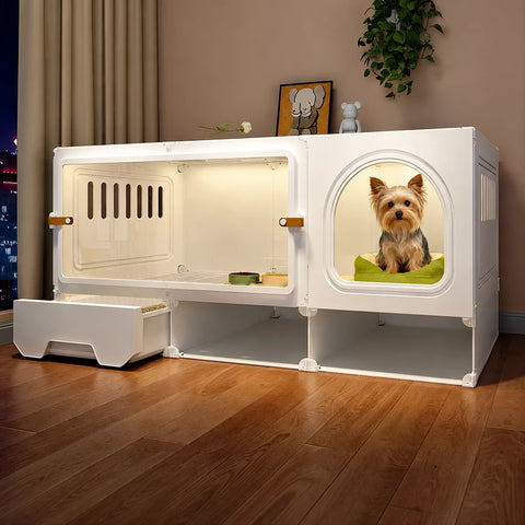 Small Dog Crate with Separate Resting and Toilet Area