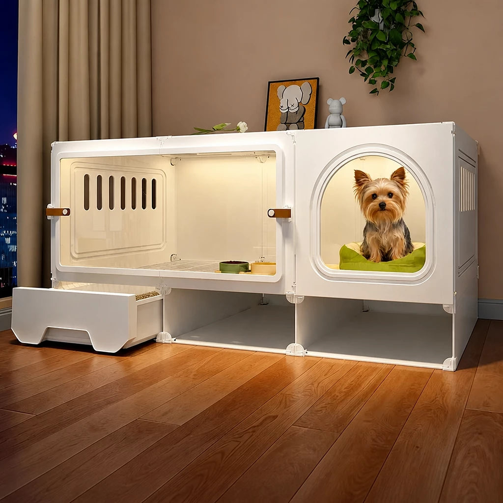 Small Dog Crate with Separate Resting and Toilet Area