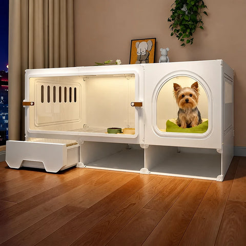 Small Dog Crate with Separate Resting and Toilet Area
