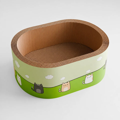 Oval Corrugated Cardboard Cat Scratcher Bed
