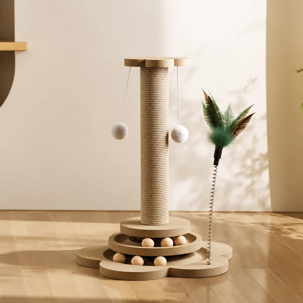 Vertical Sisal Cat Scratching Post with Climbing Tower