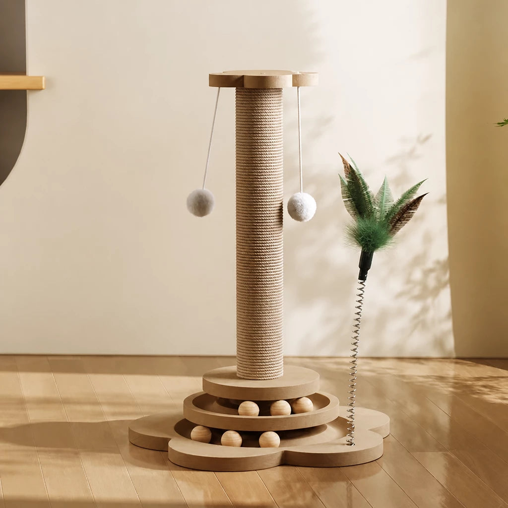 Vertical Sisal Cat Scratching Post with Climbing Tower
