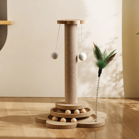 Vertical Sisal Cat Scratching Post with Climbing Tower