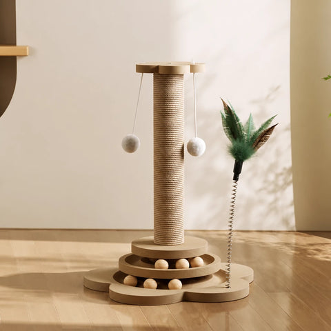 Vertical Sisal Cat Scratching Post with Climbing Tower
