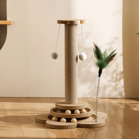 Vertical Sisal Cat Scratching Post with Climbing Tower