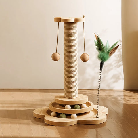 Vertical Sisal Cat Scratching Post with Climbing Tower
