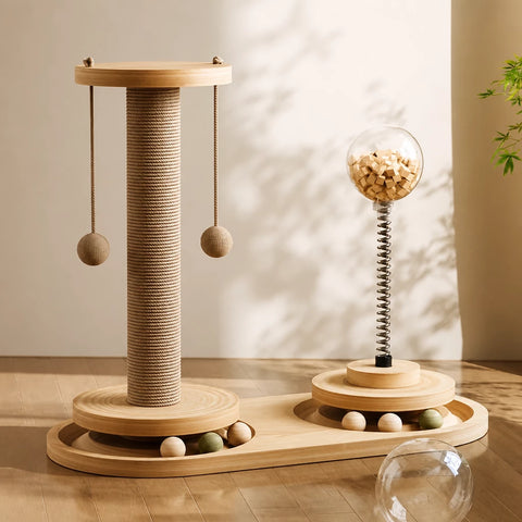 Vertical Sisal Cat Scratching Post with Climbing Tower