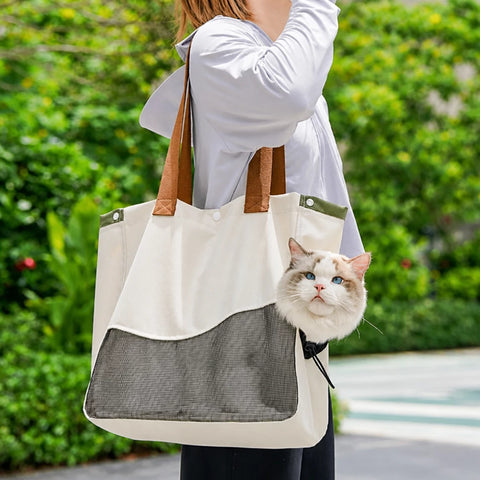 Adjustable Canvas Pet Carrier for Cats and Dogs