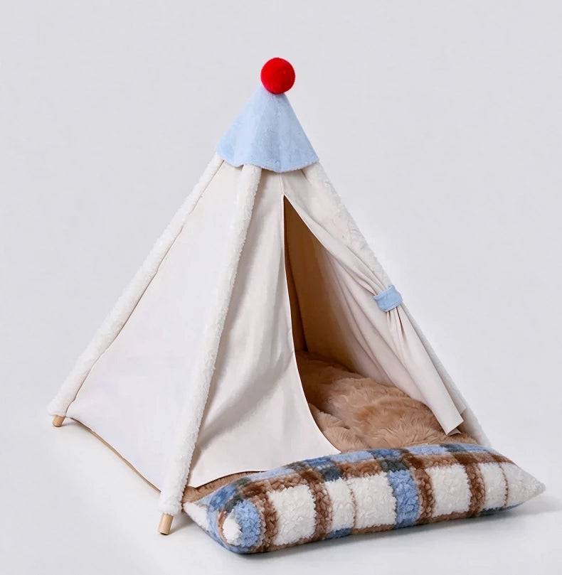 Semi-Enclosed Pet Tent Bed for Cats and Dogs