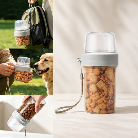 2-in-1 Portable Dog Water Bottle & Treat Container