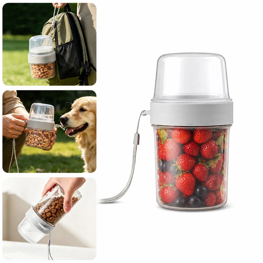 2-in-1 Portable Dog Water Bottle & Treat Container