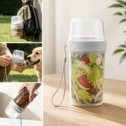 2-in-1 Portable Dog Water Bottle & Treat Container