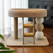 Two-Level Cat Tree with Oval Hideaway and Sisal Scratching Surface