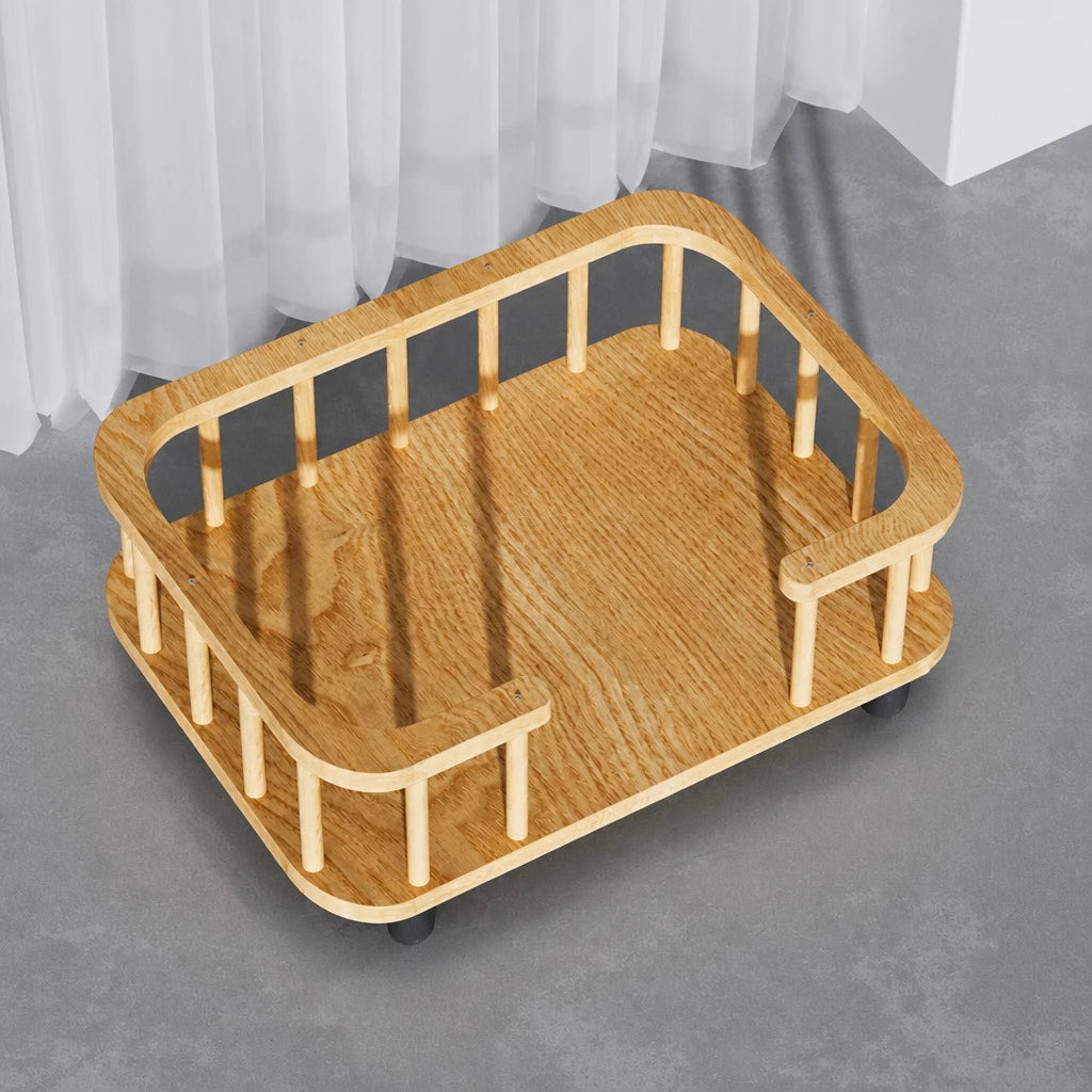 Elevated Solid Wood Pet Bed for Cats and Small Dogs